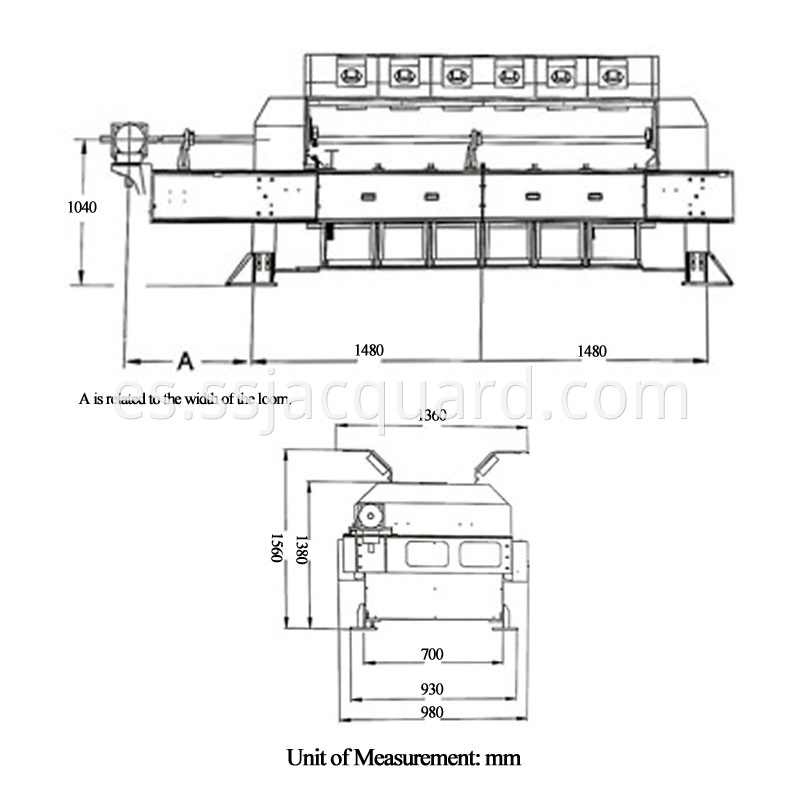 Jacquard Weaving Machine 5120 Hooks Chain Drive Size Parameter